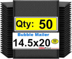 iMBAPrice 14.25x20 Inch Black Poly Bubble Mailers #7, 50-Pack Jumbo Padded Envelopes, Self-Seal Polybubble Shipping Bags for Large Packages