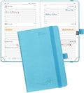 POPRUN Pocket Calendar 2026 (Small Size- 4'' x 6.25") Weekly and Monthly for Purse - Planner 2026 (Jan. 2026 - Dec. 2026) with Vegan Leather Soft Cover, Pen Holder and More - Blue Green
