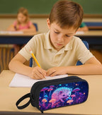 AnySmic Hedgehog Pencil Case for Boys Girls, Large Pencil Pouch for Kids, Polyester Big Capacity Pen Case with 2 Compartments, Double Zipper, Pen Bag Organizer