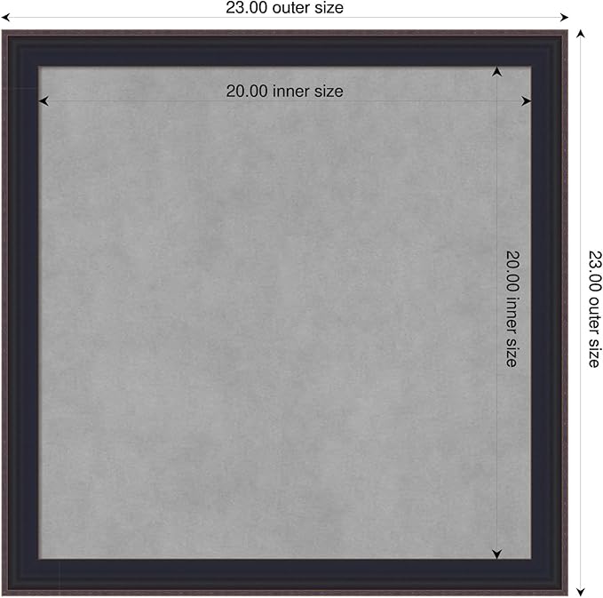 Amanti Art Black Framed Magnetic Board 23x23 Medium Vision Board for use with Magnets, 100% Metal Sheet to Display Items as Office Decor or for Home Organization in mudroom, Kitchen or Kids Room