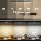 XmnSoly Magnetic Light Bar, 16.5in Rechargeable LED Desk Light Bar with Remote Control, 3000K, 4500K, 6000K Color Temperature Under Cabinet Lighting for Desk, Home Office, Under Shelf