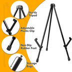 AROIC 24 Pack 14'' Tabletop Easels, Black Steel Table Top Easels for Display, Adjustable Portable Table Top Easel for Paintings, Signs, Posters,Frame Pictures(with 24 Bags)