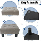 BRIAN & DANY Small Foot Stool, Leather Foot Stools with Legs, Stable Small Footstool for Living Room, Grey