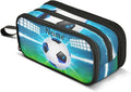 BOENLE Custom Soccer Ball on Field Pencil Case Box Boys Girls Personalized Name Large Pencil Pouch Stationery Pen Bag Organizer for Kids Adults School Office