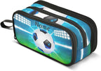 BOENLE Custom Soccer Ball on Field Pencil Case Box Boys Girls Personalized Name Large Pencil Pouch Stationery Pen Bag Organizer for Kids Adults School Office