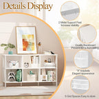 Adompacat Horizontal Bookshelf Bookcase,6 Cube Storage Organizer with Open Shelf,47 Inch Industrial Low Wide Wood and Metal Cubby Shelf,Long Shelving Unit for Home Office Living Room(White,6 Cube)