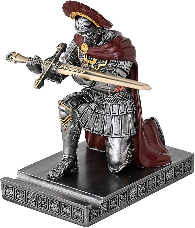 HDMbigmi Centurion Cloak Warrior Knight Pen Holder Mobile Phone Stand Desk Organizers and Accessories as Gift for Office and Home (Iron)