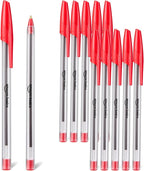 Amazon Basics Ballpoint Pens, 1.0mm, Red, 12 Pack