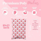 Pretty Package Store 10x13 Designer Poly Mailer 100 Pack Heavy Duty Waterproof Self Seal Shipping Bags for Small Business Large Mailing Envelopes Bulk Tear Resistant Packaging Pink Stripe Cherry Fruit
