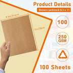 100 Sheets Brown Cardstock 8.5 x 11 Printer Paper, 250gsm/92lb Heavyweight Paper Card Stock for Christmas Greeting Cards, Wrapper, Thank You Cards, Wedding Invitations, DIY Card Making