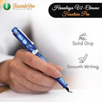 FPR Himalaya V2-Chrome Ultra Flex Nib Pen - Twist-Style Converter Filled Calligraphy Pens for Writing-Fancy Pens for Men & Women- Flex Fountain Pen w/Metal Clip & Cap Ring (Indigo Blue Acrylic)