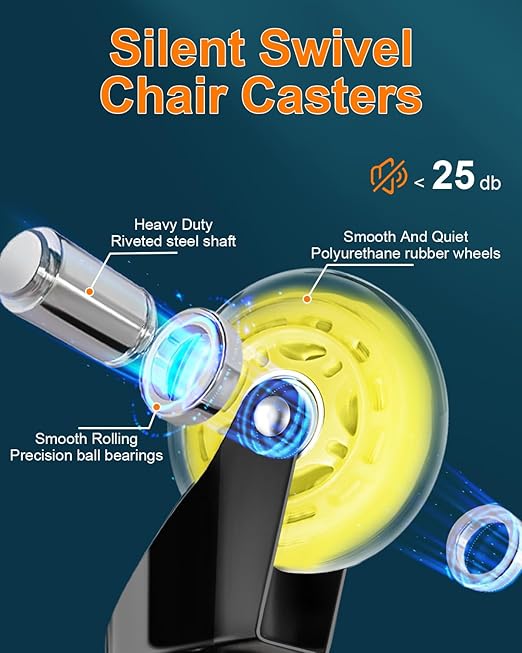 RidRed Gaming Chair Wheels - Heavy-Duty Office Chair Wheels - Replacement Rubber Casters- Universal Fit 3 Inch Chair Casters, Noise Free, Fits 98% Chair, for All Floor