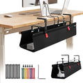 SUREUP9 No Drill Under Desk Cable Management Tray, 28" Cord Organizer with Clamp, Fabric Cable Management for Standing Desks, Ideal for Home & Office - Black