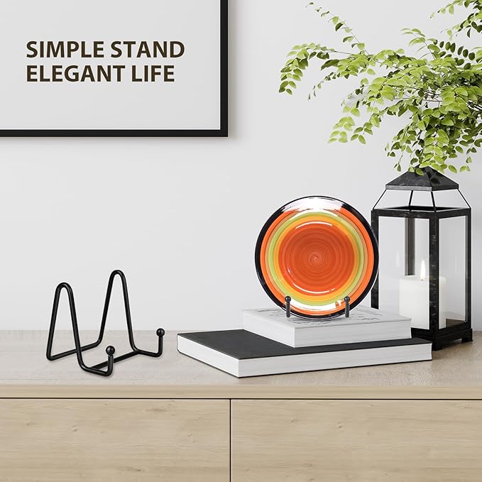 LIONWEI LIONWELI Black Decorative Plate Stand Holder Picture Frame Stand Easel Display Stand