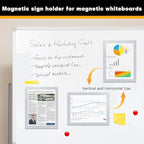 VAIIGO 20Packs Magnetic Sign Holder 8.5x11 for Fridge & Metal Surfaces - Magnetic Frames with File/Paper/Document Holder - Photos/Pictures/Posters Frame for Commercial Offices/Stores (Silver)
