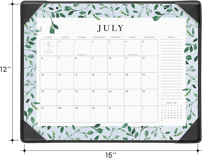 Cabbrix Desk Calendar 2026 with Desktop Mat, 2026 Desk Calendar January 2026 to December 2026, 15" x 12" Flat Monthly Desktop Calendar for Home Office School Planing, Greenery