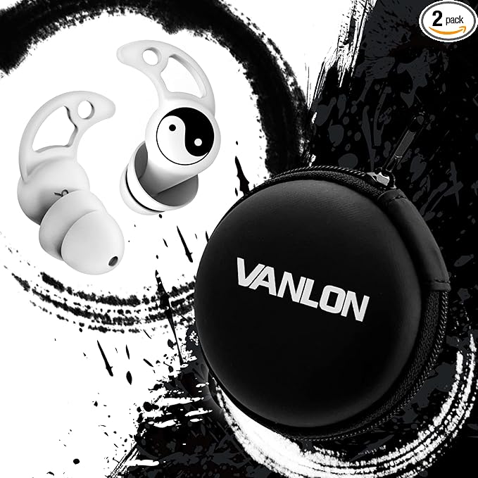 VANLON Sleeping Ear Plugs, Reusable Ear Plugs for Noise Reduction, 2Pairs Super Soft Fit Silicone Earplugs for Sleep, Concert, Hearing Protection, Travel, 33dB Noise Cancelling Earbuds (White)