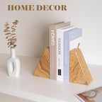 Karibiber Marble Bookends for Heavy Books, Decorative Book Ends for Shelves, Unique Marble Stone Durable and Heavy Book Ends for Hardback Books & CDS, Book Stopper/Holder, Set of 2(Moca Jade)