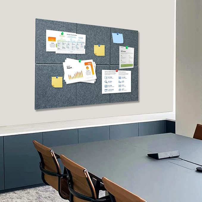 Thick Cork Board Tiles for Wall with Push Pins, Removable 36"x24"x0.47" Bulletin Board Sets, Self-Adhesive Pin Board | Magrowill 6 Packs Felt Panels for Office Home Classroom Dorm