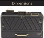 BLU MONACO | Grey Three-Tier Desktop Mail Organizer with Gold Label Holders & Drawer | Stylish Mail Holder and Countertop Document Storage for Home or Office