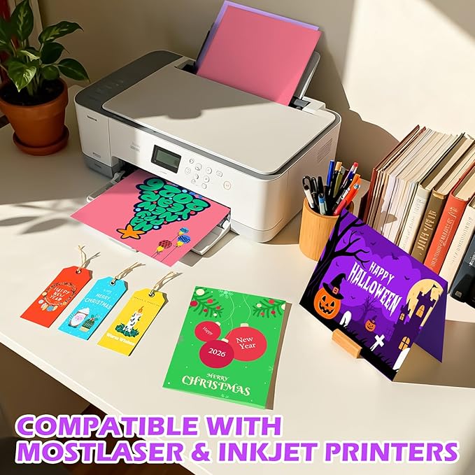 640 Sheets 8.5" X 11" Colored Cardstock, 80 Assorted Colors 180 GSM/65 LB Construction Paper Card Stock Printer Paper for Printing, Card Making, DIY Crafts, Kids School Supplies,Party Decorations