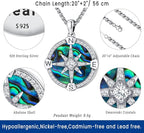 Compass Necklace for Women Men 925 Sterling Silver Pendant Urn Necklaces for Ashes Picture Locket Necklace Anchor Necklace Viking Necklace Crystals CZ Moonstone Abalone Shell Turquoise Compass Jewelry