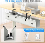 KIGJU Under Desk Cable Management Tray, 40-inch No-Drill Cord Organizer with Anti-Sag Reinforced Base, Fabric Wire Management Hider for Standing Desk, Office & Gaming Accessories - Grey