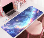 Stars Sky Dark Blue Cosmos Mouse Pad Desk Mat,Large Extended Gaming Mouse Pad with Stitched Edges,Non-Slip Waterproof Rubber Base for Office,Computer,Keyboard,Laptop and Home Desk Pad(27.5X11.8 in)