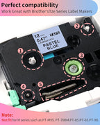5-Pack Compatible Brother P Touch Label Tape TZe 12mm 0.47 Laminated TZ Tape Colored Label Maker Refills, for Brother Ptouch PT-D210 D220 H110 D400 1000 1280 Printer, White/Berry Pink/Purple/Pink/Blue