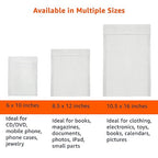 Amazon Basics Poly Bubble Self-Seal Mailer, 6" x 10" (Internal Size - 5.75" x 9"), White, 50-Pack, White/Grey