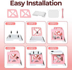 Guermok 3-in-1 Thermal Label Holder Stand for Printer – Desk Organizer for Roll & Fan-Fold Labels, Cable Management, Easy Assembly for Home, Office, Retail & Small Business(Pink)