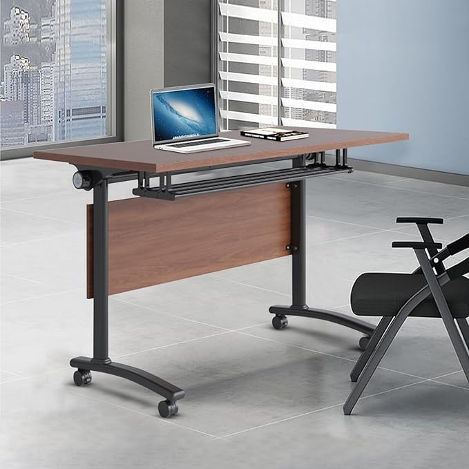 Conference Table Foldable Meeting Tables,Flip Top Mobile Training Table The folding conference table With Silent Wheels Is Convenient And Fast,Modern Mobile Meeting Tables (2pack 140*60*75)