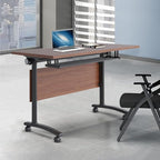 Conference Table Foldable Meeting Tables,Flip Top Mobile Training Table The folding conference table With Silent Wheels Is Convenient And Fast,Modern Mobile Meeting Tables (2pack 140*60*75)