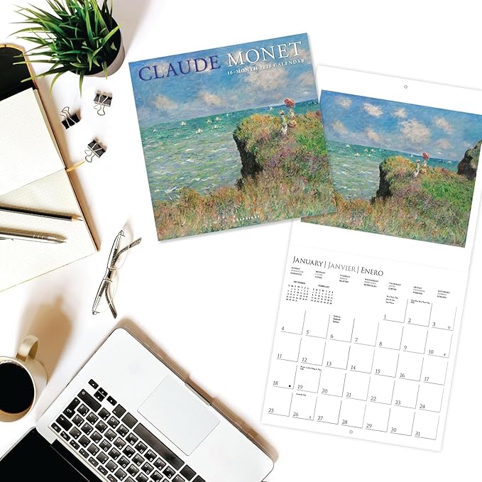 Graphique 2026 Monet Wall Calendar | 12” x 12” | Thick Paper | Home & Office Organizer | Large Monthly Grid | 3 Languages & Marked Holidays | 4 Month Preview Page for 2027