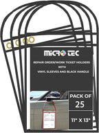 MICRO TEC Repair Order/Work Ticket Holders – Heavy-Duty Clear Vinyl Sleeves with Black Handle – 11" x 13" for Automotive Repair Orders, Job Tickets, Documents – Pack of 25 – Clear/Black