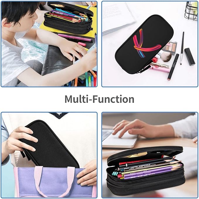 Pazacon Cute Initial Pencil Case for Kids Students, Large Capacity Pencil Pouch for Boys Girls, Letter Design Pencil Box Pen Bag Office Stationery Organizer, Rainbow Letter K