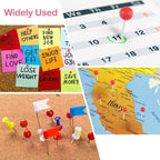 1000 Pcs Multi-Color Push Pins, Map Pins for Travel Map, Small Map Tacks with Plastic Beads Head for Cork Board (Red, 1/4 ")