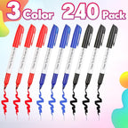 Sepamoon 240 Pack Dry Erase Markers Bulk Chisel Tip Whiteboard Markers Pens Low Odor for Office Home(Black, Blue, Red)