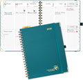 POPRUN 2026 Planner Daily Weekly and Monthly Calendar with Hourly Schedule, Monthly Tabs(Large Size 10'' x 8'' Wire-Bound Hard Cover) - Agenda 2026 (Jan.2026-Dec.2026) - Pacific Green