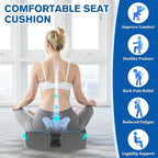 CushyOasis Seat Cushion, Gel Chair Cushions, Office Chair Cushions, Anti-Slip Bottom & Removable Cover Tailbone Pain Relief Cushion, Memory Foam Seat Cushion for Office, Wheelchair, Car (Grey)