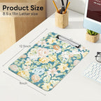 Luminzo Plastic Cute Clipboard Low-Profile Metal Clip, A4 Letter Size 9 x 12.5 in, 8.5 x 11 Paper Clip Board for Teachers, Nurses, Classroom,Blue Crushed Flower