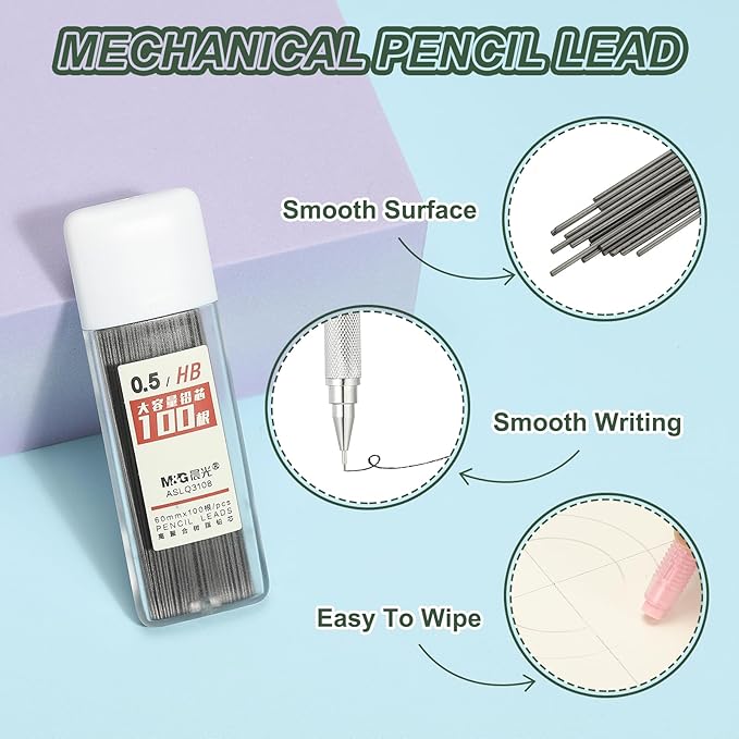 PATIKIL 300Pcs 2B Mechanical Pencil Lead, 0.5mm Black Lead Refill Break Resistant Pencil Refills for Writing Supplies, White