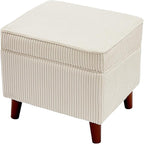 FAGAGA Storage Ottoman with Adjustable Lid, Soft Step Stool, Footrest and Seat, Ottoman Foot Rest for Living Room, Bedroom, Dorm, Beige