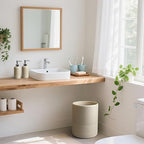 YMXYJM Modern Resin Trash Can Bin, Wastebasket for Bathroom, Kitchen, Office, Home, Beige