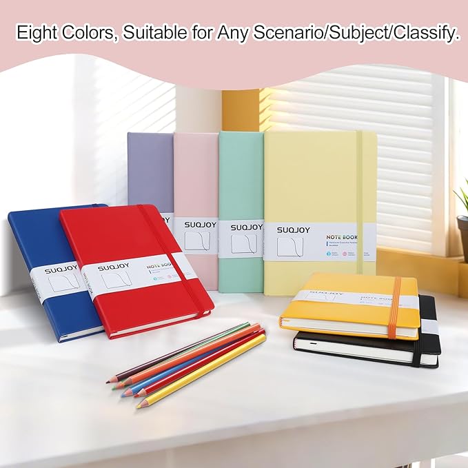 SUQJOY Lined Journal Notebooks for Writing, 100 GSM Thick Paper, 1 Pack Hardcover Notebooks, A5 College Ruled Notebook, Journaling Notebook for School/Travel/Office (Pink- 1 Pack)