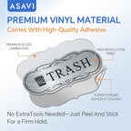 ASAVI Trash & Recycle Stickers – 2-Pack Self-Adhesive Vinyl Labels, Waterproof & Durable (Brushed Silver Black, Medium 6.3 x 2.7 inches)