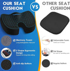 TushGuard Seat Cushion for Office Chair Memory Foam Non-Slip Cushion Back, Coccyx, Sciatica, Tailbone Pain Relief Butt Pillow for Office Chair, Car, Wheelchair, Black, XX-Large