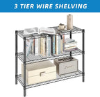 Guan River 3-Shelf Adjustable Metal Shelf Wire Shelving Unit Storage Rack Display Shelf for Office,Kitchen,Bedroom,Bathroom,Laundry,Pantry Basement,Garage(Black,36" L x 14" W x 30" H)