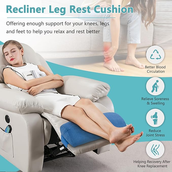 KAAMOS Recliner Leg Rest Cushion Foot Rest Pillow for Recliner Foot Pillows for Resting Feet Sofa Footrest Pillow for Recliners Chair Couch Leg Rest Pillow Half Moon Bolster Pillow Under Knee