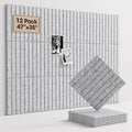 Soundsbay Large Cork Board, 47"x35" Slat Bulletin Board Alternative, 12-Pack Cork Boards for Walls, 60 Adhesive Tabs, Felt Wall Tiles for Home Office Classroom Pin Board